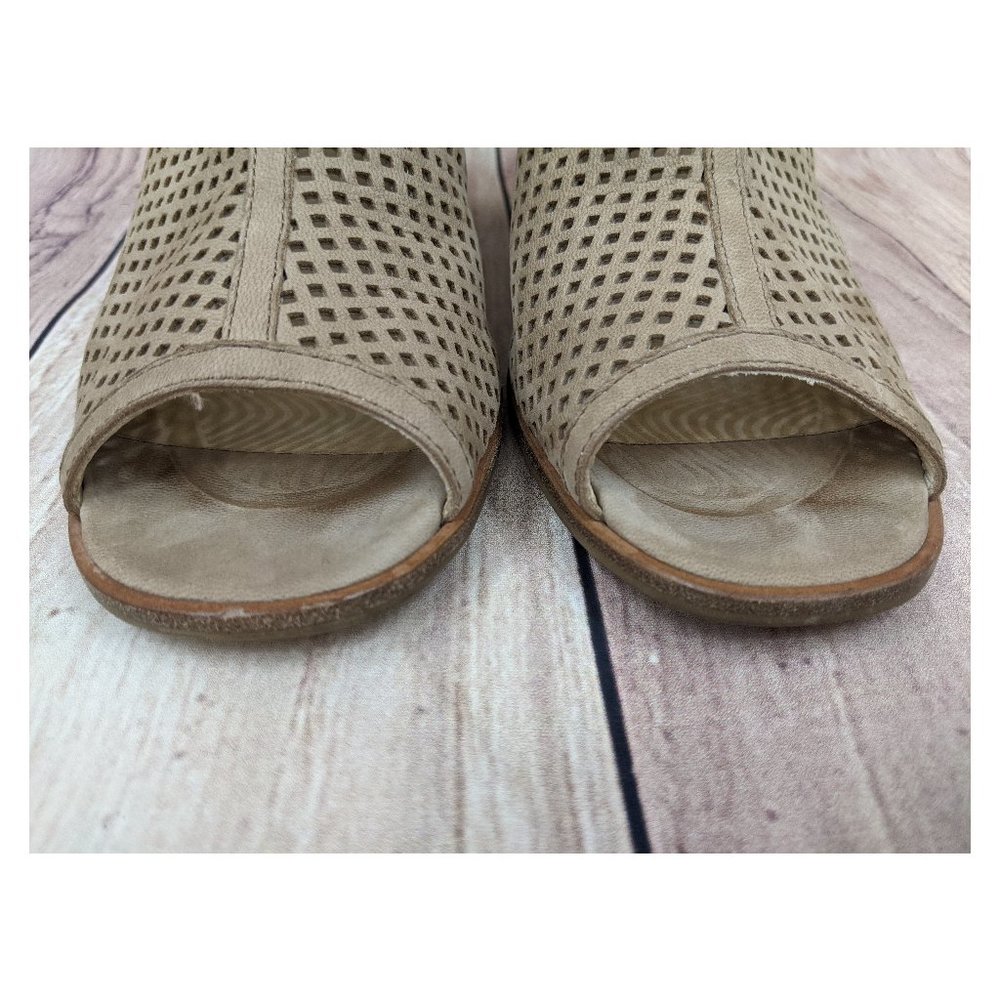 PAUL GREEN Tianna Ankle Bootie Tan Leather Peep Toe Laser Cut Lattice - Picture 11 of 11